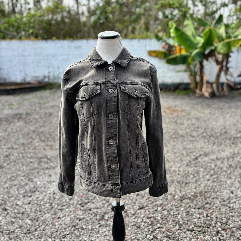 Style&Co Charcoal Black/Gray Denim Jacket